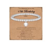 18th Birthday Gifts for Girls, Friendship Gifts for Women Sweet Heart Beaded Charm Stretch Bracelet, Special Presents for Friends Daughter Granddaughter Sister on Birthday Christmas Graduation