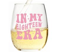 18th Birthday Gifts for Girls - in My 18s Era Wine Glass, 18th Birthday Gifts for Boys, Scratch Resistant Stemless Teen Girl Gift for Schoolmate, Sister & Best Friend