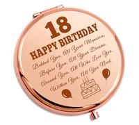 18th Birthday Gifts for Girls Inspirational Compact Makeup Mirror for Girls Daughter Granddaughter Niece Sister Friend 18 Year Old Birthday Gifts Friendship Present Turning 18 Folding Makeup Mirror