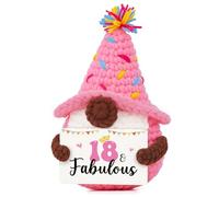 18th Birthday Gifts for Her, 18th Birthday Decorations, Handmade Positive Crochet Gnomes - 18 & Fabulous
