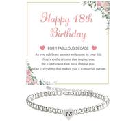18th Birthday Gifts for Women,925 Sterling Silver Bead Bracelet for Women,Birthday Gifts with Card for Her Mum Daughter Sister Grandma Friend (18th)