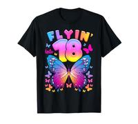 18th Birthday, Girl 18 Years, Butterfly, Number 18 T-Shirt