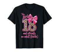 18th Birthday Girl Leopard Print Pink Bow Cute T-Shirt