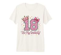 18th Birthday Girl Pink Leopard Bow Crown Cute 18 Years Old Premium T-Shirt