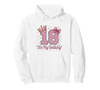 18th Birthday Girl Pink Leopard Bow Crown Cute 18 Years Old Pullover Hoodie
