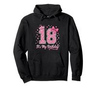 18th Birthday Girl Pink Leopard Bow Crown Cute 18 Years Old Pullover Hoodie