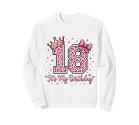 18th Birthday Girl Pink Leopard Bow Crown Cute 18 Years Old Sweatshirt