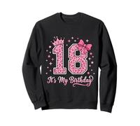 18th Birthday Girl Pink Leopard Bow Crown Cute 18 Years Old Sweatshirt