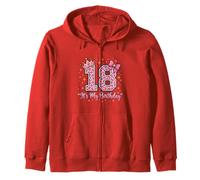18th Birthday Girl Pink Leopard Bow Crown Cute 18 Years Old Zip Hoodie