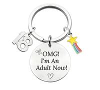 18th Birthday Keychain Gift Friend's Birthday Keychain Gift Features Round Tag with Number and Rainbow Accents Suitable Personalized Gift for Adults Suitable for Both Men and Women (A)