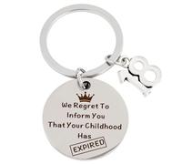 18th Birthday Keyring Gift for Boys and Girls, Stainless Steel Charm, Keepsake, Best Friend Keyring, Keychain, for Sons, Daughters, and Family Celebrating 18th Birthdays (Polished, 30mm)