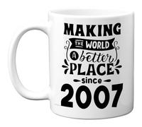 18th Birthday Mug Gift for Men Women - Making the World a Better Place Since 2007 - Happy 18 Birthday Gifts for Grandad Grandma Nan Retro Back In 2007 Age Eighteen Bday, 11oz Ceramic Coffee Mugs