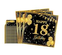 18th Birthday Napkins 20 Packs Black Gold Napkin 18th Birthday Serviettes Black,18th Birthday Napkins for Girl Boy Women Men,18th Napkins,Birthday Party Tissue for Her Him,18th Birthday Table Decor