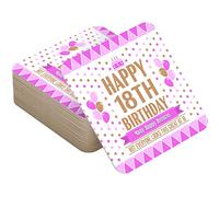 18th Birthday Party Beer Mats - Pack of 48 Cardboard Drink Coasters for Men and Women - Table Decorations Tableware for Parties - Accessories for Home Bars Pubs - Looks Great - Pink