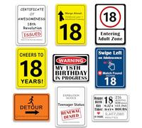 18th Birthday Party Decorations - 9PCS Funny Wall Signs, Banner & Photo Props for Teens - Boys Girls 18 Years Old Party Decor Kit with Door/Window/Table Centerpieces(18th-A Birthday)