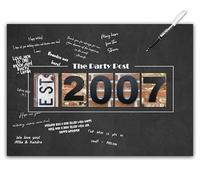 18th Birthday Party Decorations - Chalkboard Guest Book Alternative Poster. A3 Party Sign for Him or Her Turning 18 Years Old Signing Board for Women or Men. Rustic 2007 Wall Art Banner for Wishes