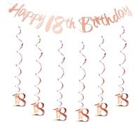 18th Birthday Party Hanging Swirls Streamers 18th Birthday Party Decorations Girls Rose Gold Birthday Ceiling Decors Shiny Foil Swirls for 18th for Women Birthday Anniversary Party Celebration