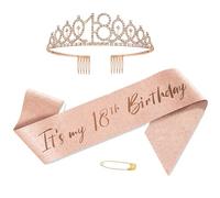 18th Birthday Sash, 18th Birthday Sash for Girls, Sparkling Tiara & Belt for Celebrations, Ideal for Special Event & Celebration