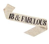 18th Birthday Sash, Age 18 Fabulous Sash, 18th Sash, Luxury Sparkling Glitter Gold, Rose Gold or Silver Happy Birthday Sash, 18th Birthday Decorations. (Gold)