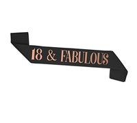 18th Birthday Sash, Black and Rose Gold 18&Fabulous Birthday Satin Sash for 18th Birthday Party Decoration Women Birthday Gift Party Favour Accessories