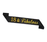 18th Birthday Sash, Black&Gold 18 & Fabulous Sash for Women Happy 18th Birthday Gift Party Decorations Supplies Accessories Y3JHFAB (18th fabulous)