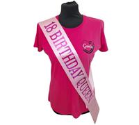 18th Birthday Sashes - Variety of Designs and Colours (18 Birthday Queen - Light Pink/Fuchsia Pink)