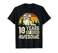 18th Birthday Shirt Boys 18yr 18 Year Old Dinosaur T-Rex T-Shirt