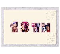 18th Birthday Signing Photo Frame Double Mount Guest Book Quality Gift 869D (Shabby Chic Frame Cream Mount Pink Inside)