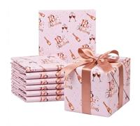 18th Birthday Wrapping Paper, 6 Sheets 70x50cm Rose Gold and Pink Happy Birthday Wrapping Paper Decorations Party Supplies for Birthdays Gift Wrap,for Girl,Women and Ladies