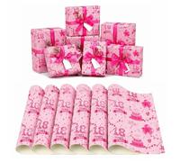 18th birthday wrapping paper set pink gift wrap with tags and bow