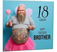 18th Brother Funny Birthday Card - Bearded Man Bros Funny Brothers Birthday Card for 18 Year old teenage Kids Eighteen, Eighteenth