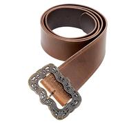 18th Century Genuine Leather Belt with Brass Buckle for Waistcoat, Pirate Costume, Georgian Buckle, Steampunk Cosplay (Leather Belt - 150 cm)