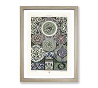 18Th Century Persian Pattern By Albert Racinet Vintage Framed Print | A2 Oak Framed Wall Art | Ready to Hang | Classic Fantasy Picture | Living Room Bedroom Lounge Office
