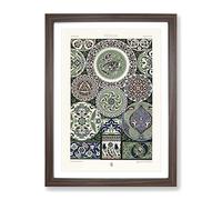 18Th Century Persian Pattern By Albert Racinet Vintage Framed Print | A2 Walnut Framed Wall Art | Ready to Hang | Classic Fantasy Picture | Living Room Bedroom Lounge Office