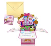 18th Happy Birthday Pop-Up Card, Shiny 3D Greeting Card with Envelope, Unique Sweet Birthday Cards for 18-Year-Old Girls Daughter Granddaughter, Kreative Gift Decoration from Mom Dad (18th)
