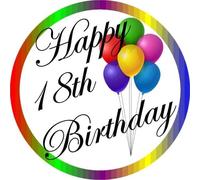 18th Happy Birthday Premium Quality Edible Large 7.5 Inch Round Icing Cake Topper - Text can be Customizable - Make your Celebrations Memorable with Our Delightful Charming Cake Toppers D1