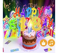 18TH Musical Birthday PopUp Card, Blowable LED Light Candle 3D Cards with Song 'Happy', Applause Cheers Sound,Color-Changing Lights,Colourful Greeting Cards for Teenagers Girls Boys Daughter & Son