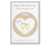 18th Wedding Anniversary cards 18 Eighteen Year Unique Happy Greeting (18th Anniversary Card Brother and Sister in law)