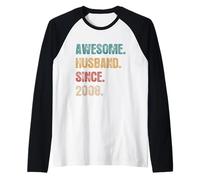 18th Wedding Anniversary for Him Awesome Husband Since 2008 Raglan Baseball Tee