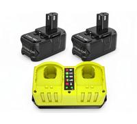 18V 1.5A Fast Charger Dual port & 5000mAh Battery Combo, Compatible with Ryobi ONE+ 18V Power Tools, Fits BPL1850 BPL1840 BPL1820 Lithium-Ion Batteries