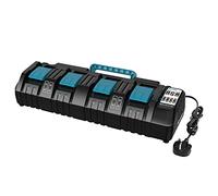 18V 4 Port Charger DC18SF for Makita 14.4V-18V Lithium Batteries BL1850 BL1815N BL1830 BL1840 BL1850 BL1860, YEX-BUR 3A Rapid Charger with 2 USB Ports