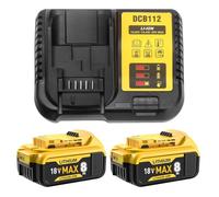 18V 8000mAh Lithium-ion Battery Replacement for Dewalt 18V Battery DCB184 DCB200 DCB200-2 DCB201 DCB201-2 DCB203 Compatible with Dewalt Battery Cordless Power Tools (2-1PACK)