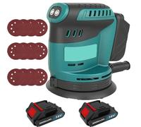 18V Cordless 125mm Orbital Sander, Replacement for Makita DBO180Z, 2PCS 3.0Ah Battery, Fast Charger, Overload Protection, Dust Extraction Facility & Hook and Loop Fastening(with 12PCS Sandpapers)