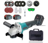 18V Cordless Angle Grinder, Angle Grinder Kit with 2X 5500mAh Batteries, Cordless Angle Grinders 125mm with 2-Position Auxiliary Handle, Tool Replacement for Makita DGA452Z