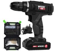18V Cordless Drill Electric Screwdriver Set Lithium Ion Battery Pack 18 Volt Combi Driver With Mylek 4Orce 128-Piece Kit