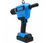 18V Cordless Electric Rivet Tool, 2.4-6.4 mm, Battery and Charger | Multi-size nozzles for aluminium and stainless steel rivets, with cordless one-switch operation for repair and installation.