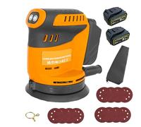 18V Cordless Orbital Sander with 2X 5.5AH Battery, 3 Variable Speeds 7500-15000 RPM,with 12PCs Sanding Sheets, 125mm Electric Sander,for Wood, Plaster, Metal