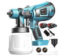 18V Cordless Paint Sprayer 2 Batteries, 1000Ml Hvlp Spray Gun