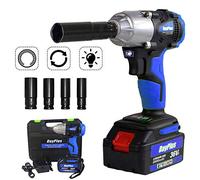 18V Electric Impact Wrench 1/2 inch Square Drive Wrench Tool with Battery 6.0Ah - Fast Charge, High Torque 420Nm 3200rpm Variable Speed & Forward Reverse Setting with Socket Set & LED Light