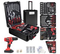 18V Electric Power Drill Set, Power Tool Set, Cordless Drill for Men, Household Home DIY Hand Tool Kits,18+1 Clutch Cordless Power Drill Set for Thanksgiving, Christmas,Father's Day Gifts(Black)